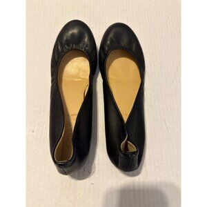 J.Crew Cece Black Leather Elastic Front Flexible Timeless Ballet Flats Size 71/2